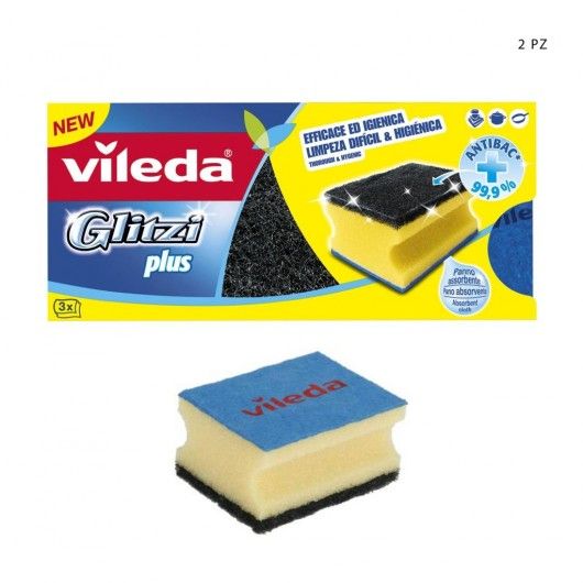 Vileda, spugna da cucina - 2 + 1 gratis, Verde