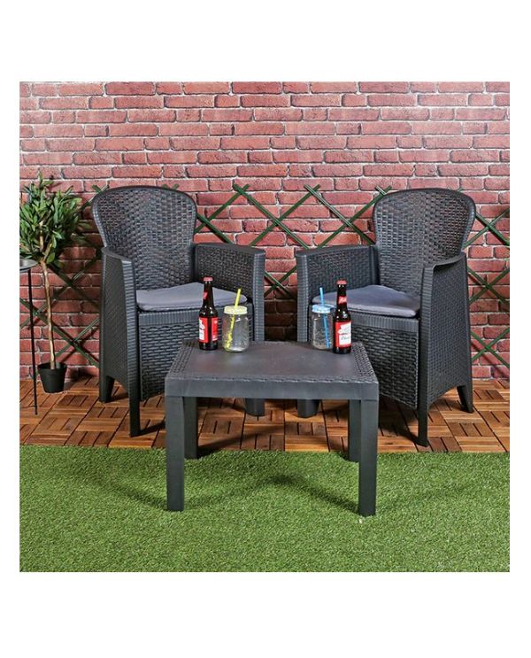 Garden Lounge Akita Anthrazit - 2 Sessel und Couchtisch