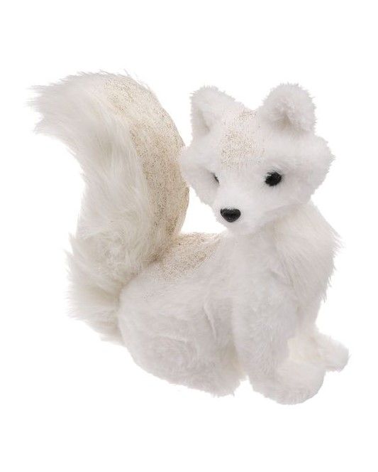 Petit Renard Blanc 26Cm - Décoration De Noël