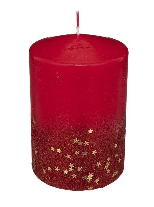 Bougie Rouge À Paillettes 15X10Cm - Décoration De Noël