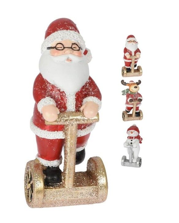 Personnage De Noël Sur Segway En Résine 13Cm - Décoration De Noël