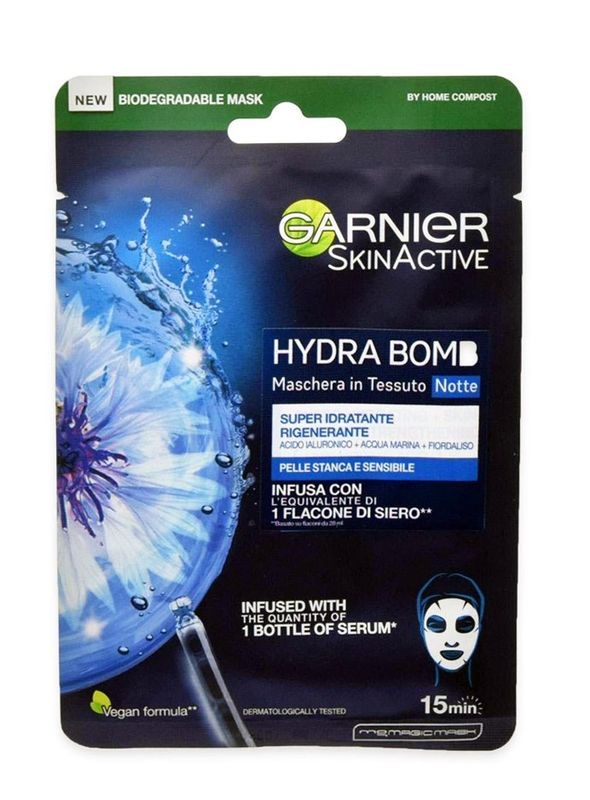 GARNIER Masque En Tissu Hydra Bomb Nuit Super Hydratante Et Régénérante 32G