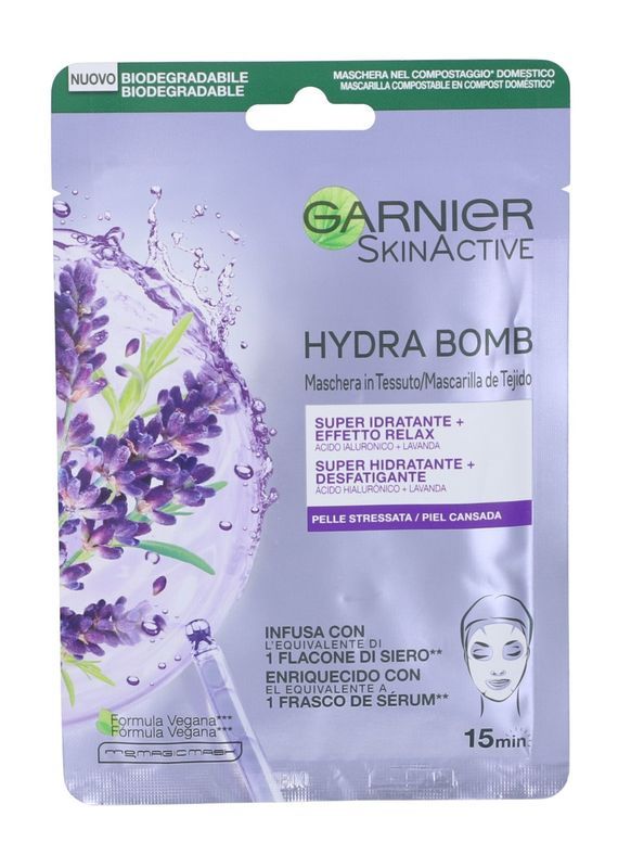 GARNIER Stoffmaske Hydra Bomb Super Feuchtigkeitsspendende Entspannende Wirkung 32G