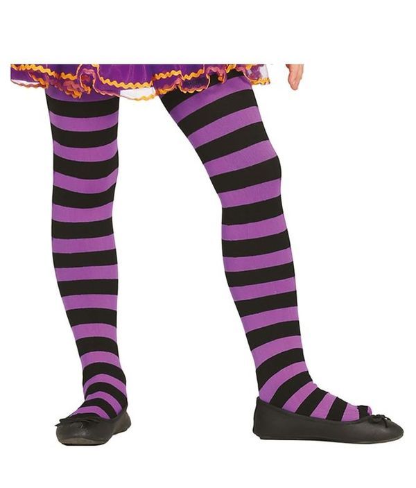 Accessoire D'Halloween Collant Rayé Violet 7-12 Ans   