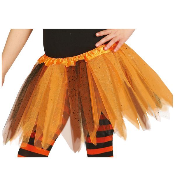 Accessoire D'Halloween Tutu Orange Et Noir Pour Fille   