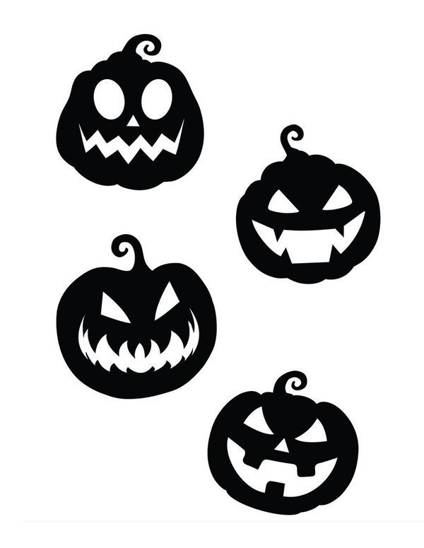 Accessoire D'Halloween Silhouettes 4 Citrouilles Noires - Sticker Mural   