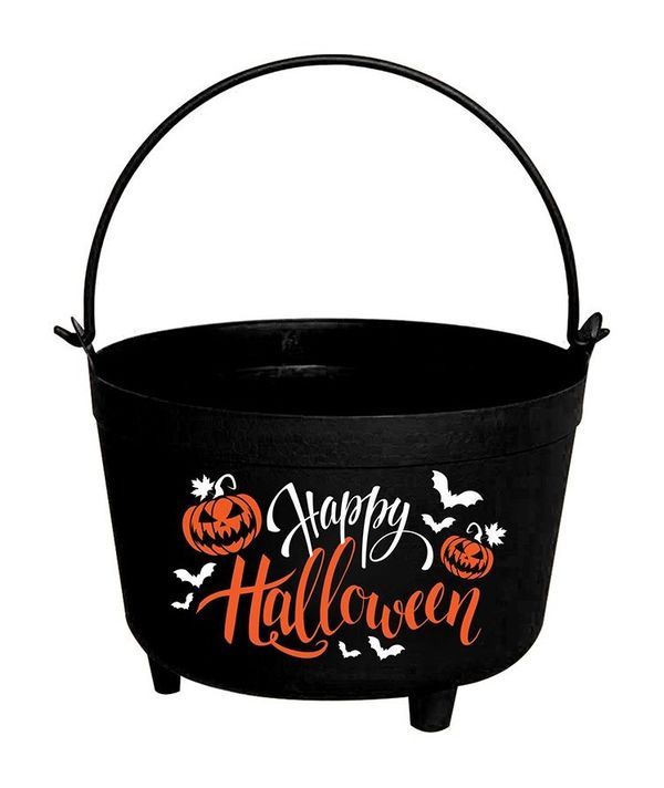 Maison Deco Halloween Chaudron  Happy Halloween  24X23X15Cm 