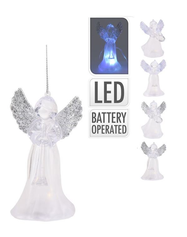 Pendentif De Noël Ange Avec Lumière Led 11Cm - Assortis