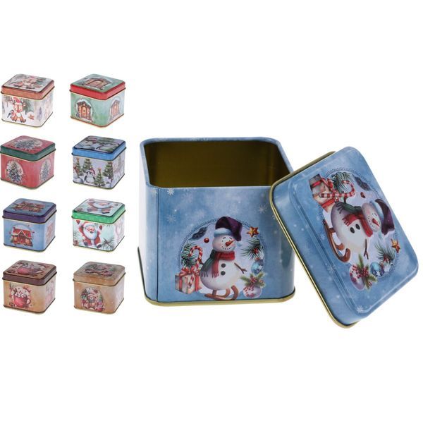 Boîte De Noël En Métal 8X8Cm - Assortis