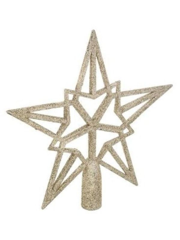 Puntale Per Albero Di Natale Stella Glitter Oro 20Cm