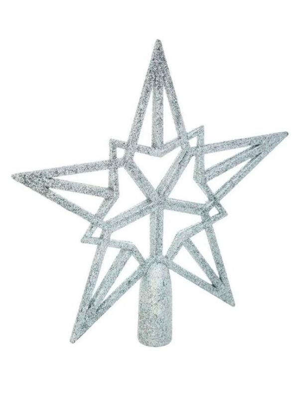 Weihnachtsbaumnadel Silberner Glitzerstern 20Cm