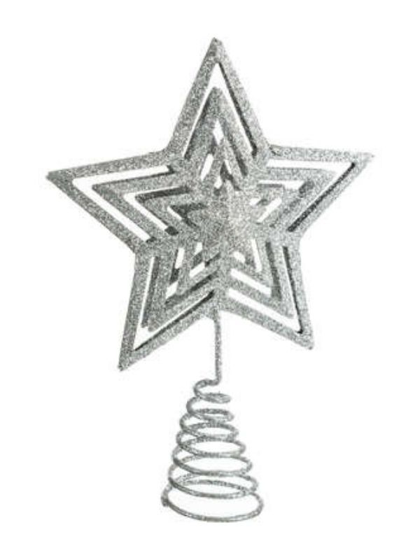 Weihnachtsbaumnadel Silberner Glitzerstern 20Cm