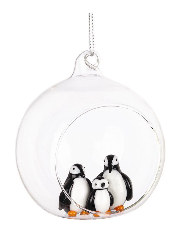 Weihnachtskugel Pinguin Glas 8cm