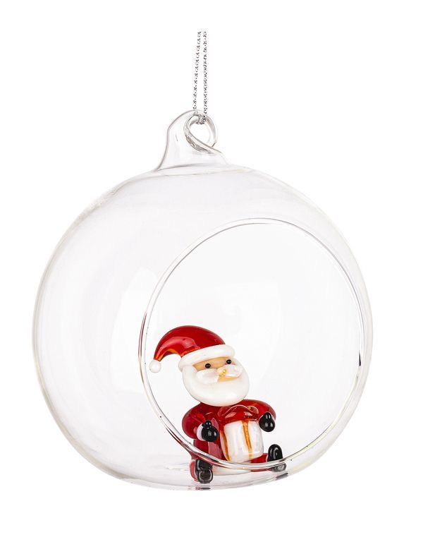 Weihnachtskugel weihnachtsmann Glas 8cm