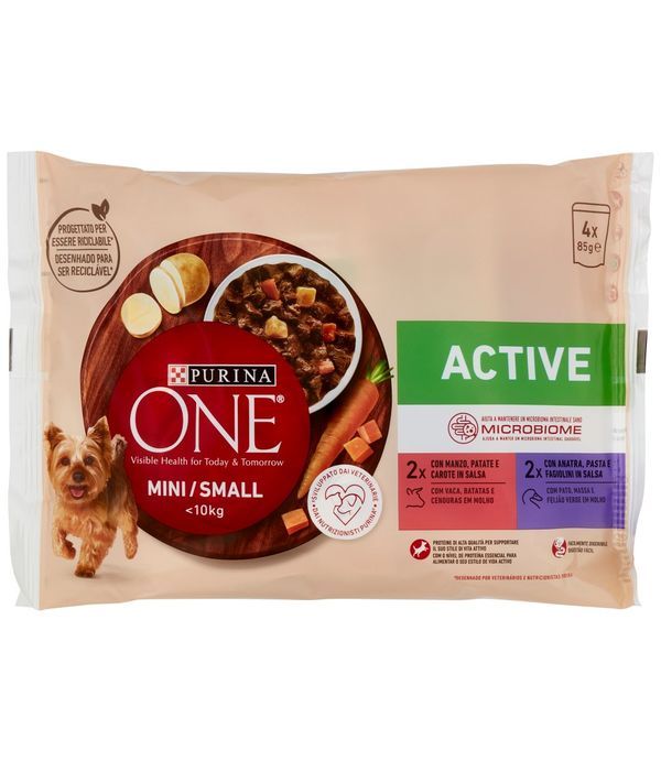 PURINA ONE Small Adult Cibo Umido Manzo E Anatra 4X85G