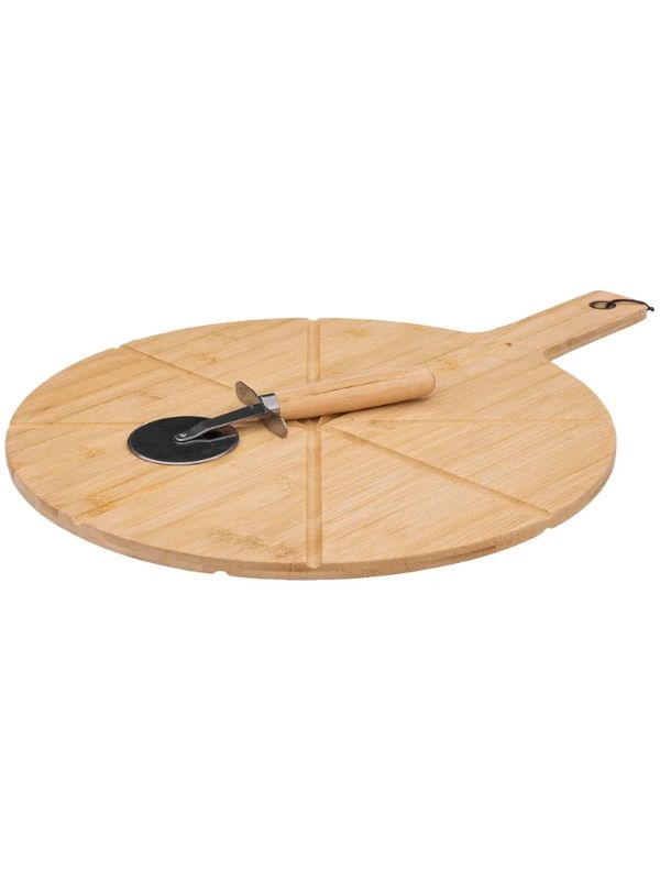 Tagliere Per Pizza In Bamboo Con Rotella 37Cm