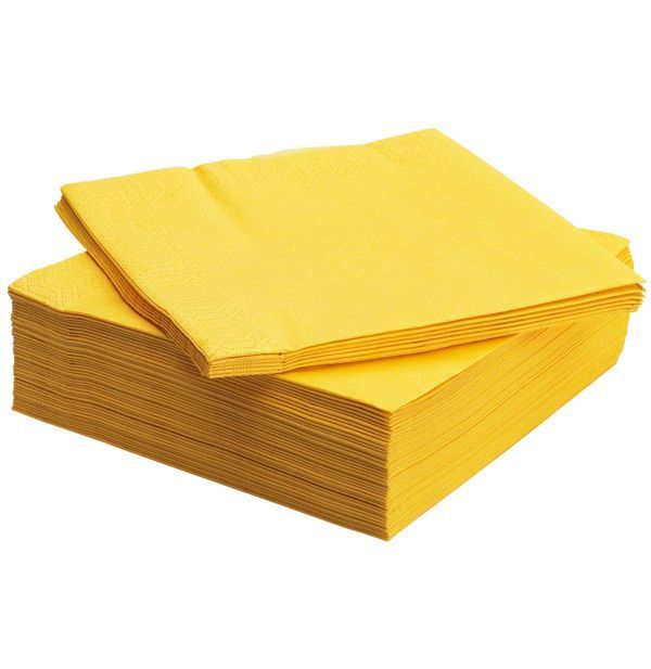  Serviettes Unicolores Jaune 40 Pièces 38X38Cm