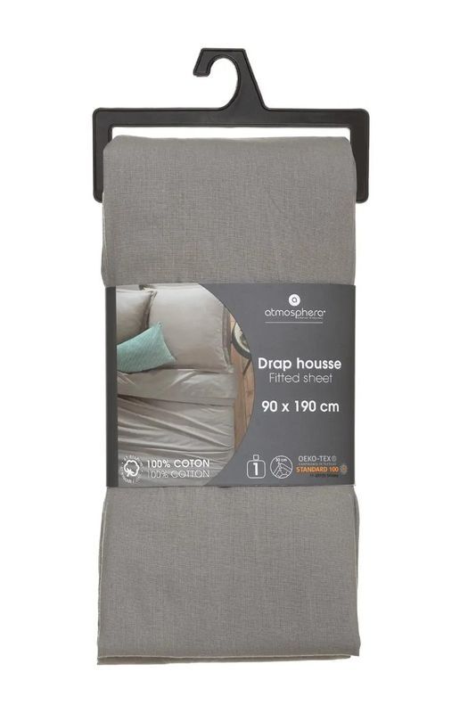 Housse De Matelas Unicolore Gris 90X190Cm