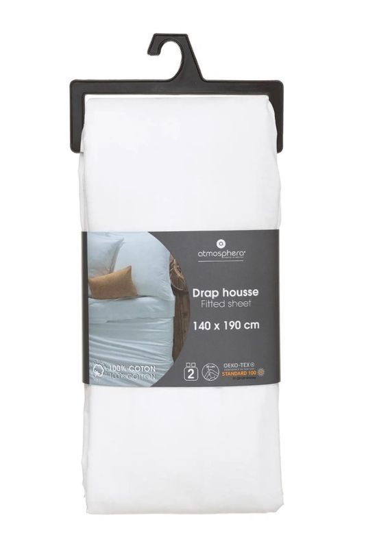 Housse De Matelas Pour Lit Double Unicolore Blanc 140X190Cm