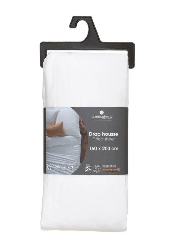 Housse De Matelas Pour Lit Double Unicolore Blanc 160X200Cm