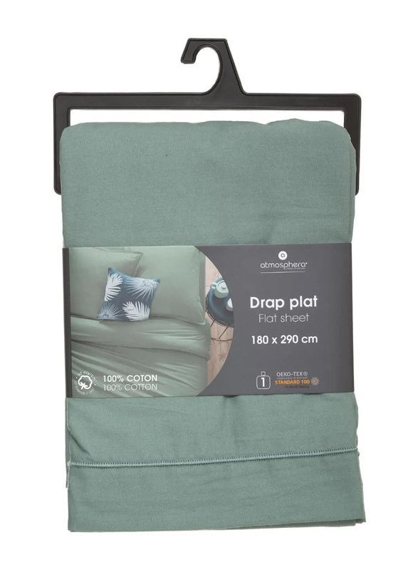 Drap De Lit Unicolore Vert Sauge 180X290Cm