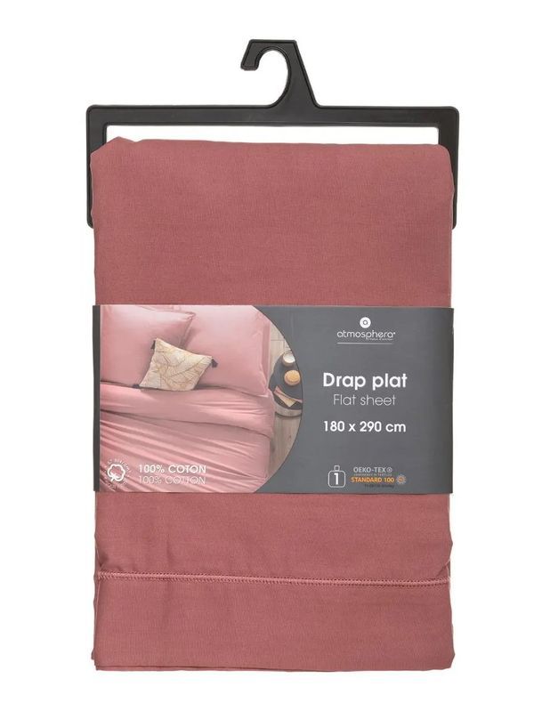 Drap De Lit Unicolore Rose 180X290Cm