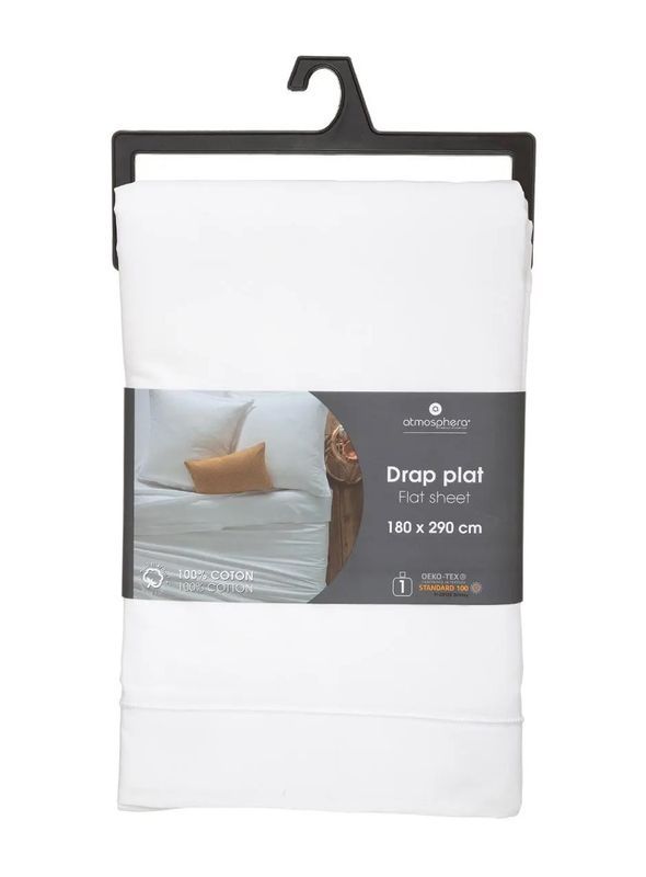 Drap De Lit Unicolore Blanc 180X290Cm