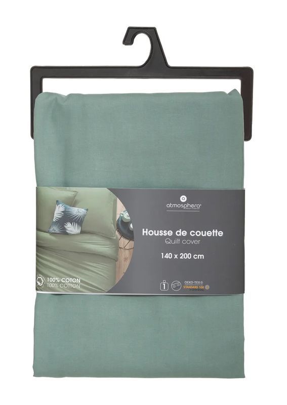 Housse De Couette Unicolore Vert Sauge 140X200Cm