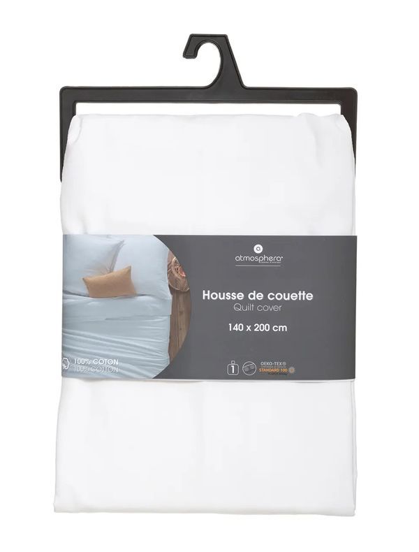 Housse De Couette Unicolore Blanc 140X200Cm