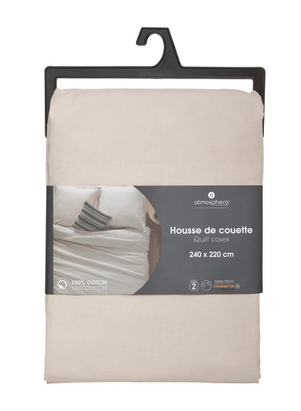 Housse De Couette Double Unicolore Lin 240X220Cm