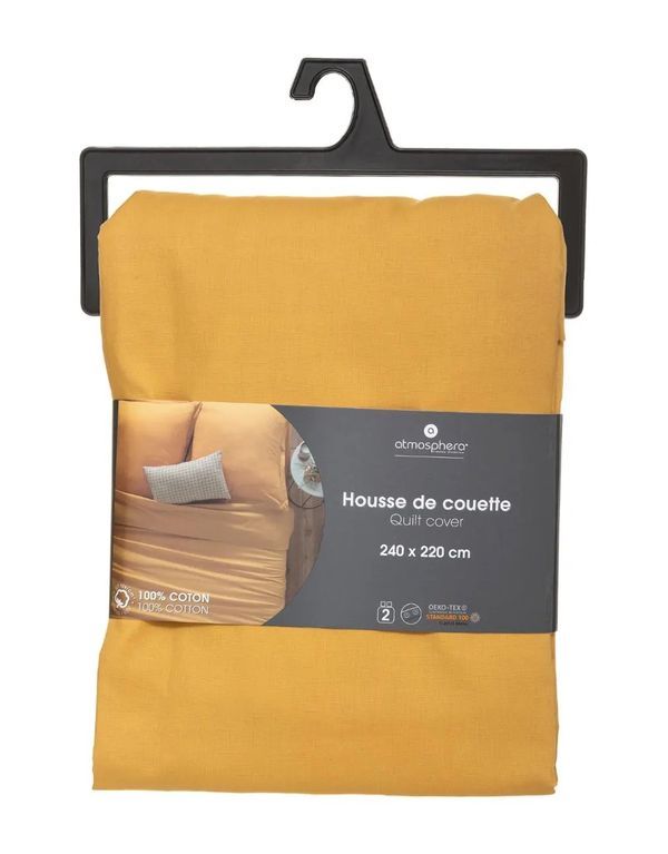 Housse De Couette Double Unicolore Ocre 240X220Cm