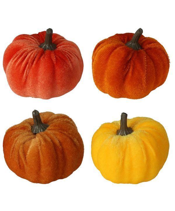 Déco Automne Set De 4 Citrouilles En Tissu 6X5Cm 