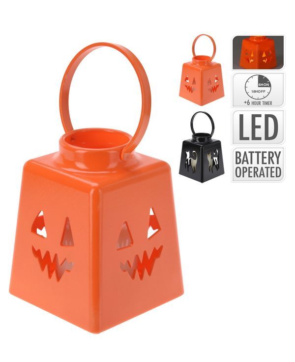 Halloween Deco Lanterna Con Candela Led 13Cm - Assortito