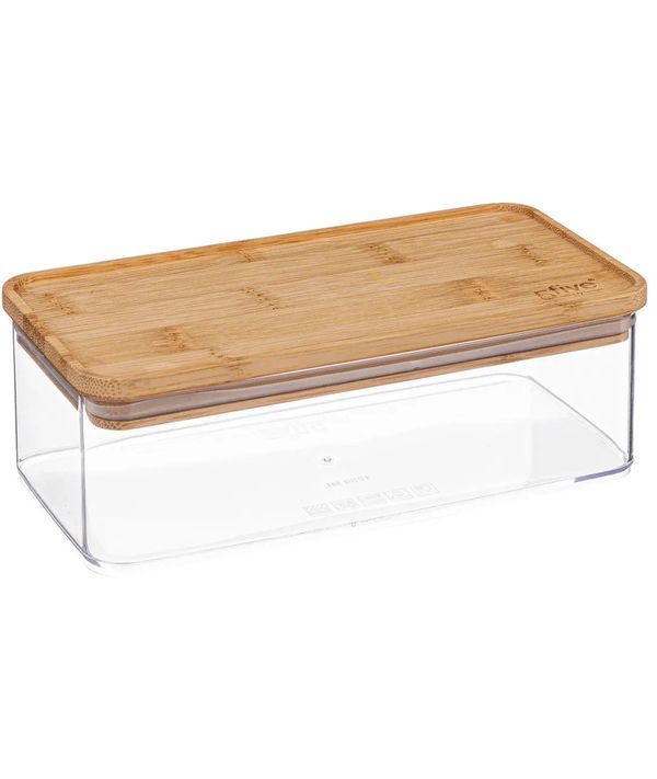 Organisateur De Cuisine En Plastique Avec Bouchon En Bambou Eske Rectangulaire 1L