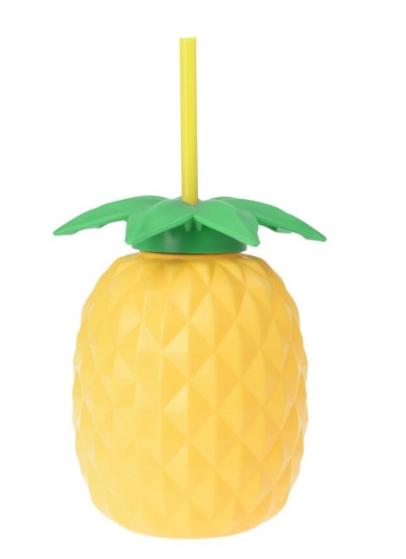 Accessorio Da Campeggio Bicchiere Con Cannuccia Ananas   13Cm 