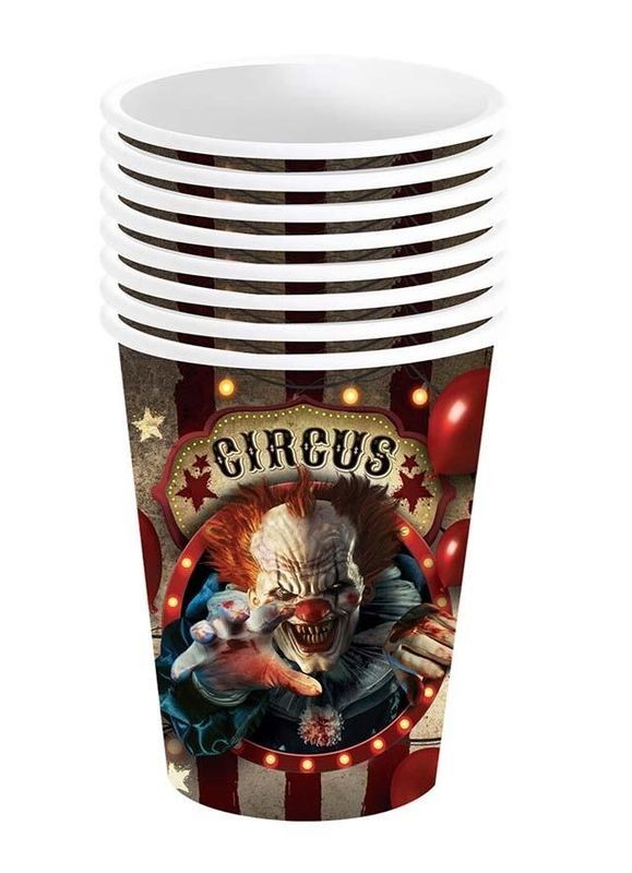 6 Verres D'Halloween Avec Clown 240Ml