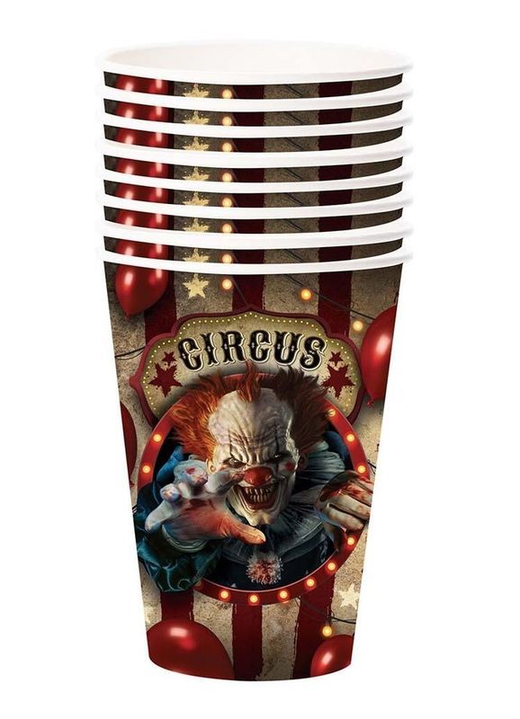 6 Verres D'Halloween Avec Clown 355Ml