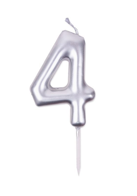 Bougie D'Anniversaire N. 4 Argent 6Cm