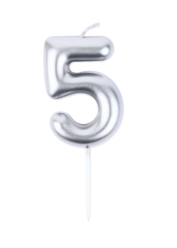 Bougie D'Anniversaire N. 5 Argent 6Cm