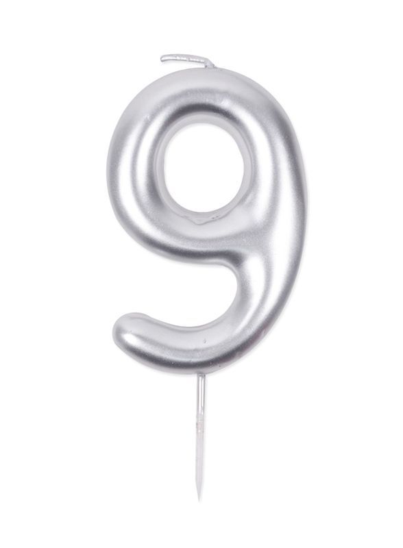 Bougie D'Anniversaire N. 9 Argent 6Cm