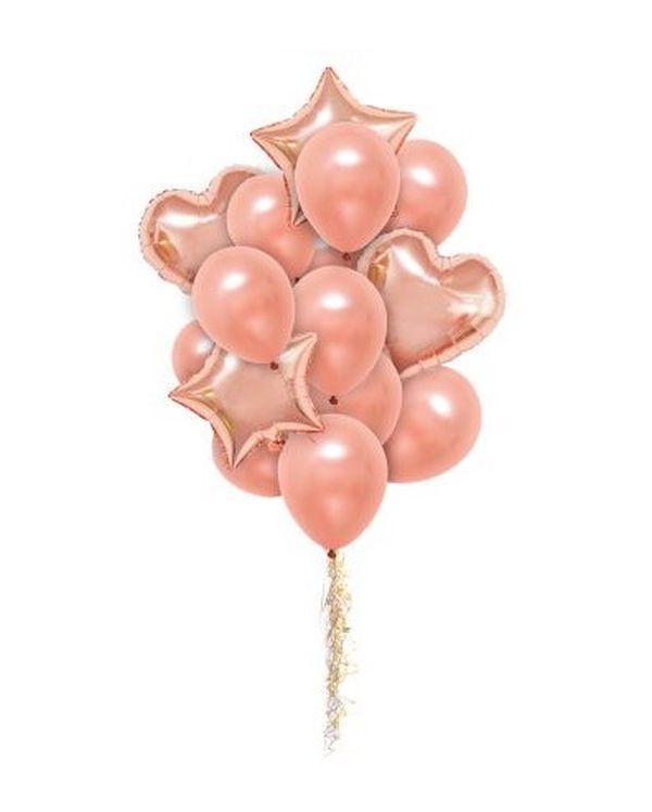 Arrangement De Ballons D'Anniversaire Or Rose 45Cm