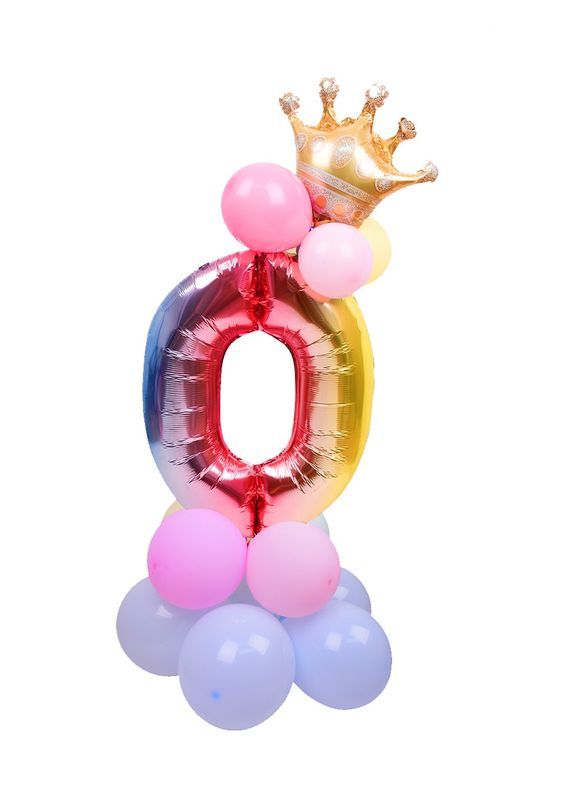 Arrangement De Ballons D'Anniversaire N. 0 Rainbow 115Cm