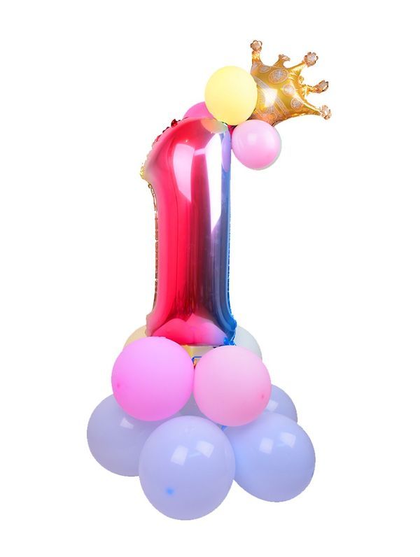 Composizione Palloncini Di Compleanno N. 1 Rainbow 115Cm