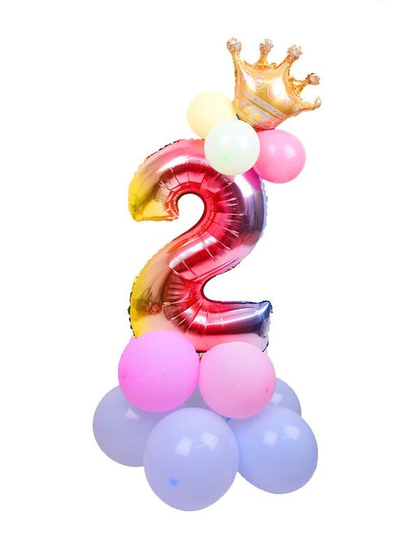 Arrangement De Ballons D'Anniversaire N. 2 Rainbow 115Cm