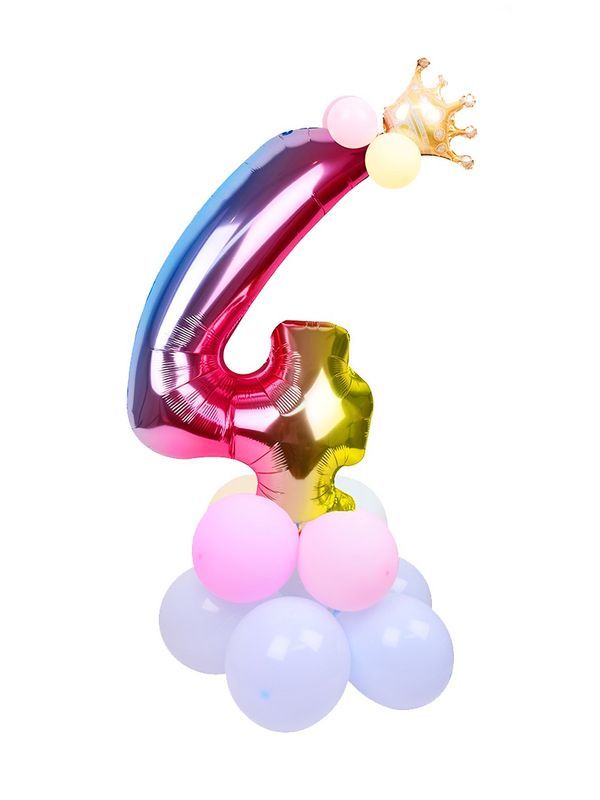 Arrangement De Ballons D'Anniversaire N. 4 Rainbow 115Cm