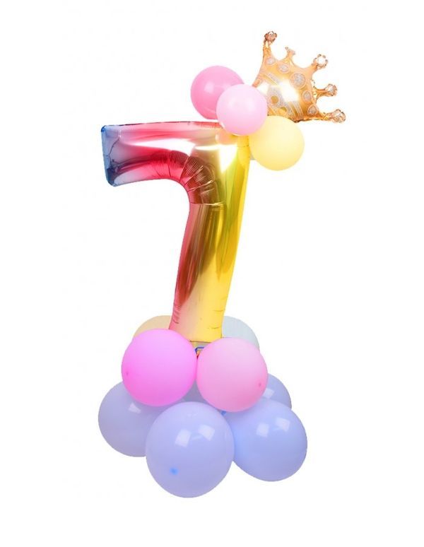 Arrangement De Ballons D'Anniversaire N. 7 Rainbow 115Cm