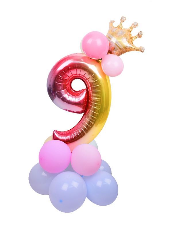 Composizione Palloncini Di Compleanno N. 9 Rainbow 115Cm