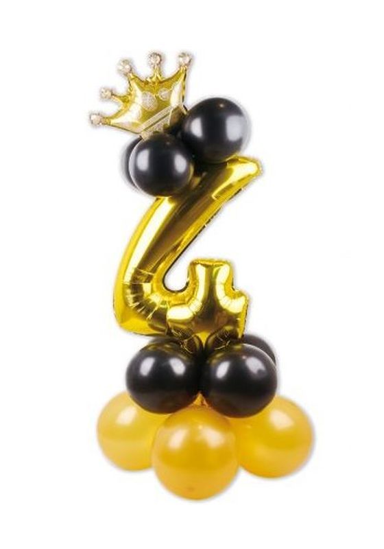 Geburtstags-Ballon-Arrangement N. 4 Schwarz Und Gold 115Cm