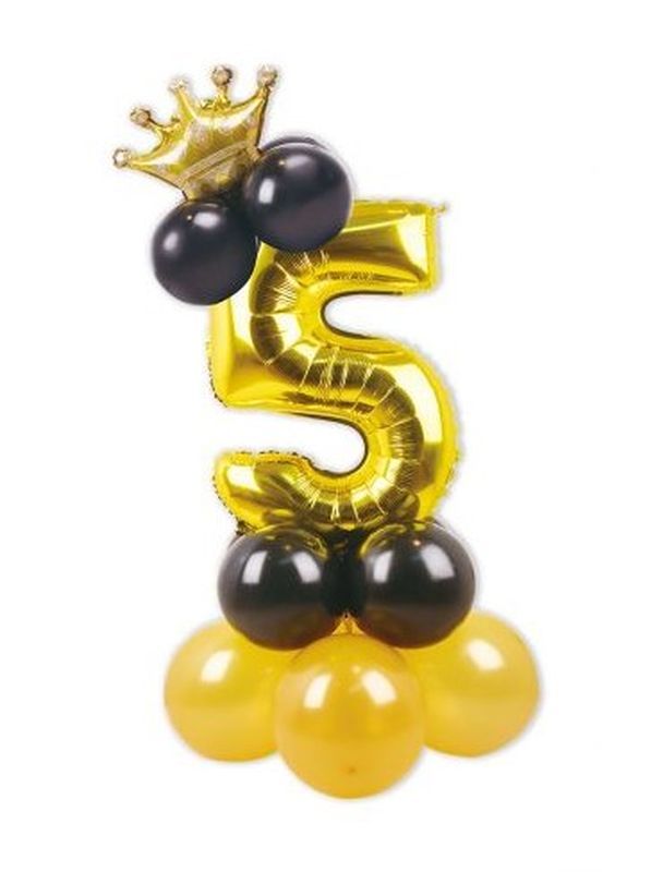 Geburtstags-Ballon-Arrangement N. 5 Schwarz Und Gold 115Cm