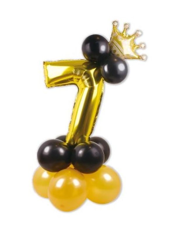 Geburtstags-Ballon-Arrangement N. 7 Schwarz Und Gold 115Cm